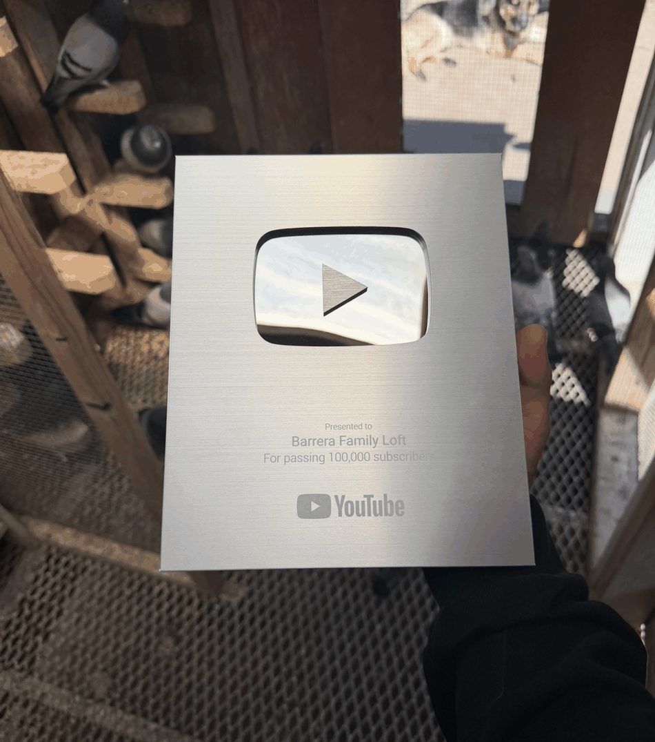 YouTube Creator Award plaque presented to Barrera Family Loft