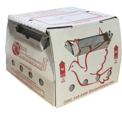 Cardboard poultry shipping box with ventilation holes